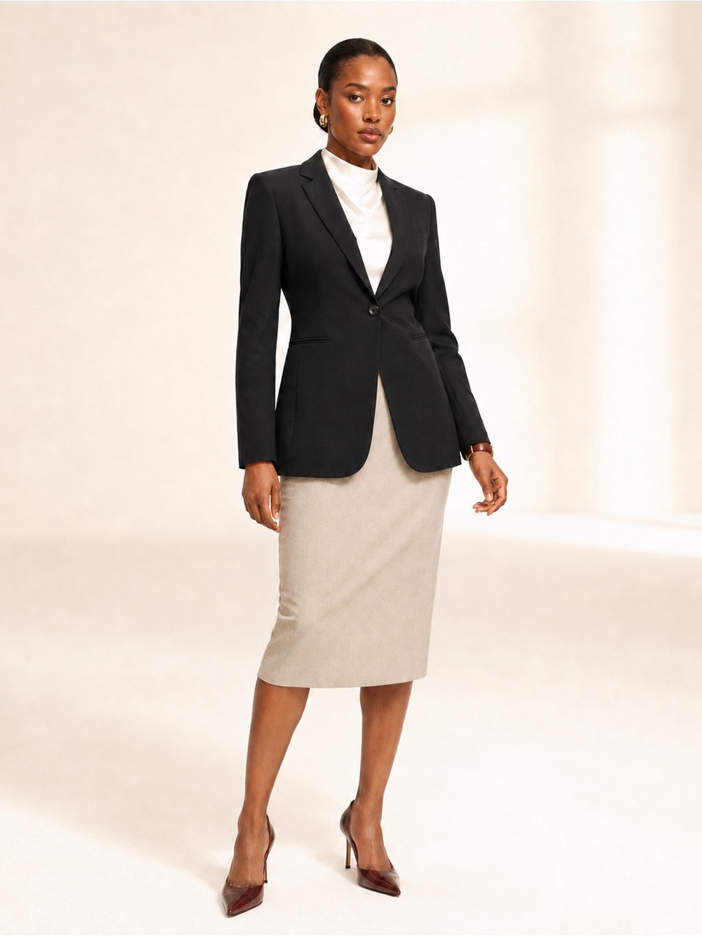 Massimo Dutti Women’s Fitted Black Italian Wool Blazer Office Siren Sz 6